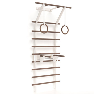 Eiche nussbraun geölt – Premium Sprossenwand »Homegym Bundle«