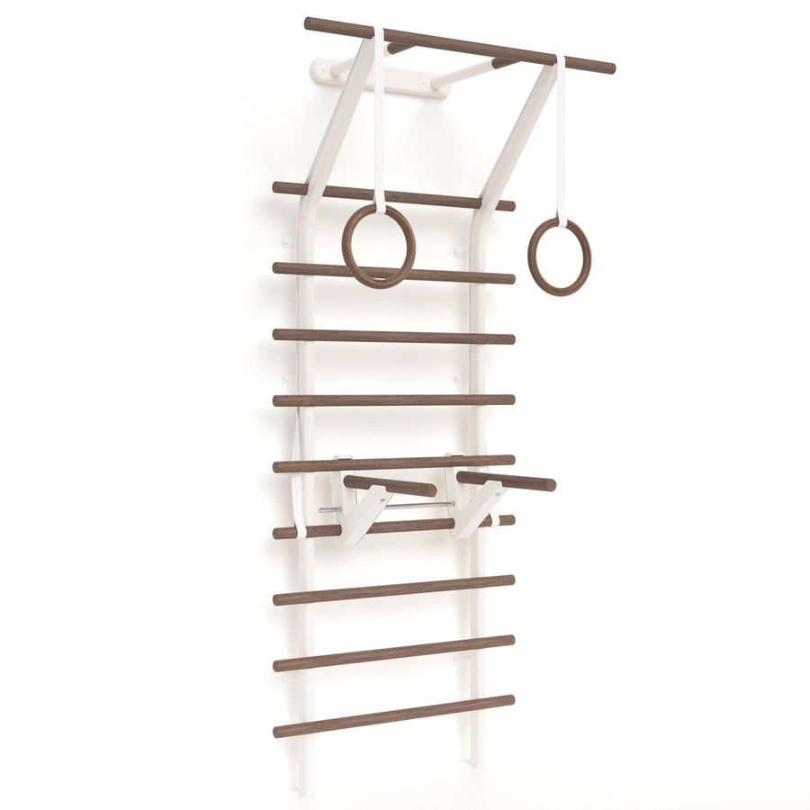 Eiche nussbraun geölt – Premium Sprossenwand »Homegym Bundle«